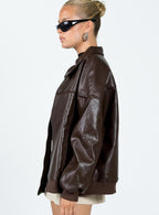 Women's Goldsmith Faux Leather Bomber Jacket Brown