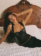 Women's Fantasize Lace Halter Top Black