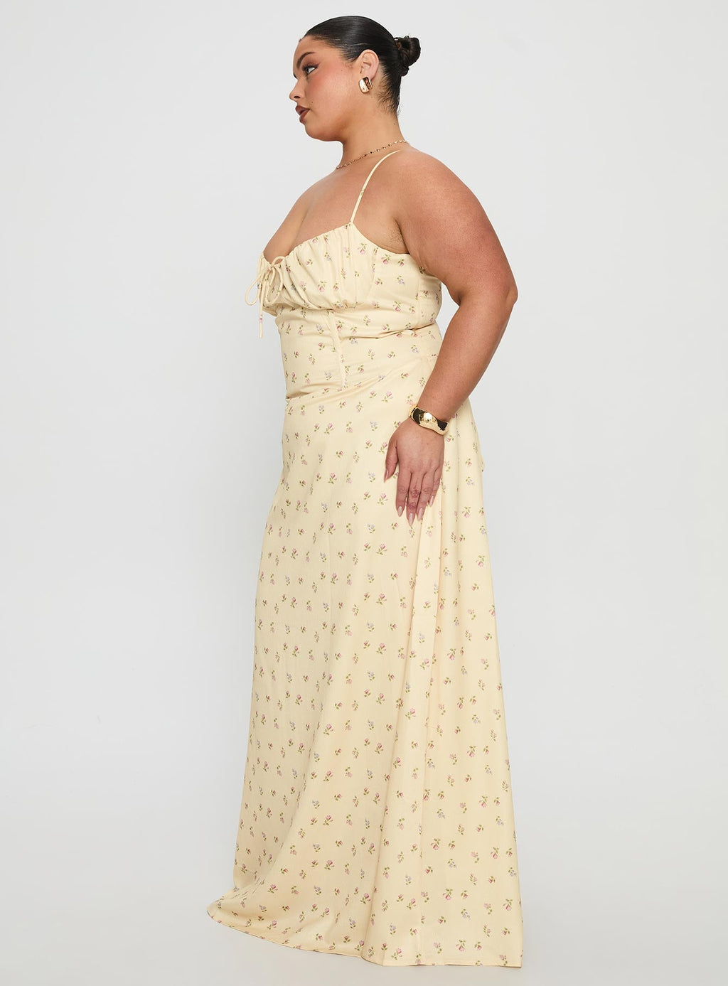 Women's Members Only Maxi Dress Yellow Floral Curve — Dress