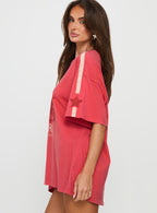 Women's Fast Track Oversized Graphic Top Red
