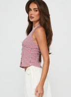Women's Isolda Halter Top Red Check