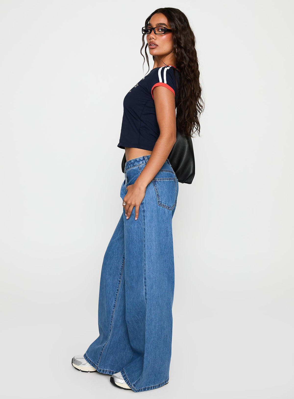 Women's Supercut Low Rise Baggy Pleat Jeans Mid Blue
