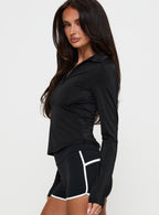 Women's Celosiah Zip Up Collared Top Black