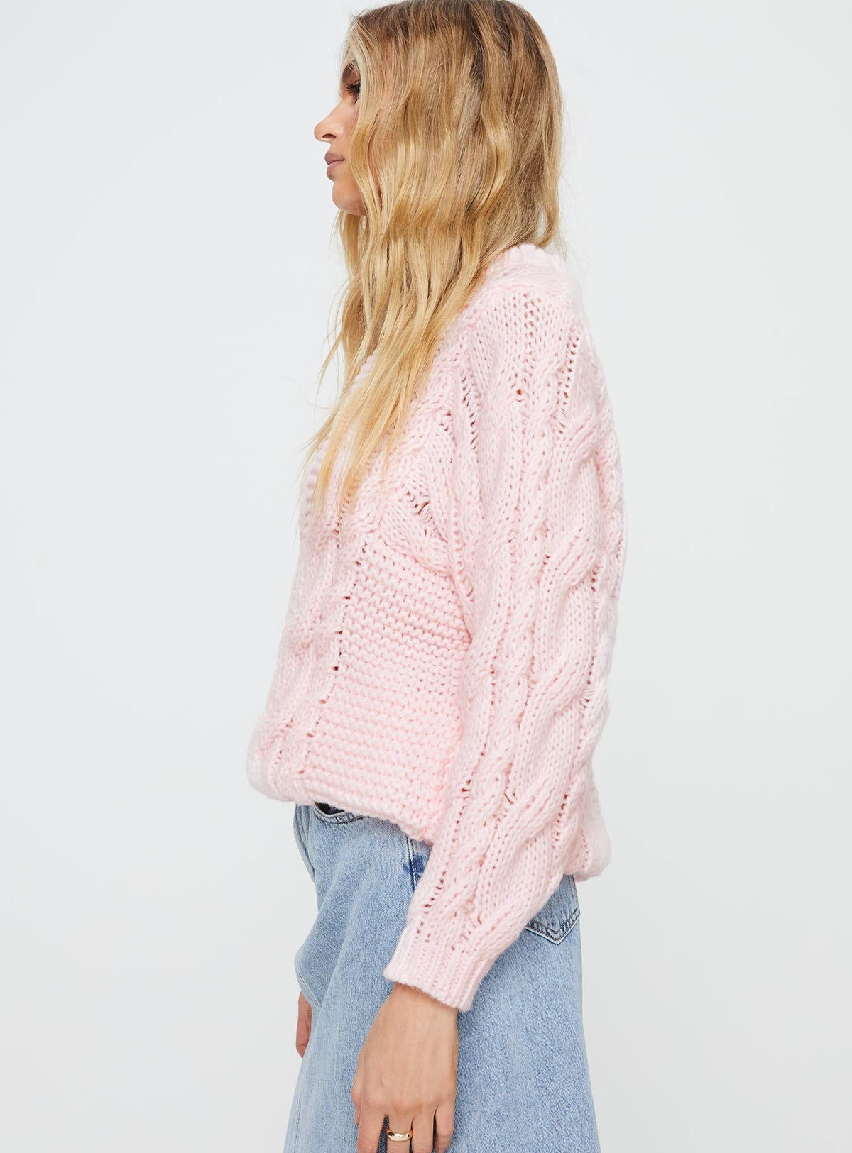 Women's Ellison Cable Knit Sweater Blush Pink