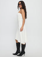 Women's Rienna Strapless Asymmetrical Midi Dress White — Dress