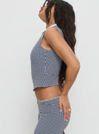 Women's Tisuka Top Navy Check