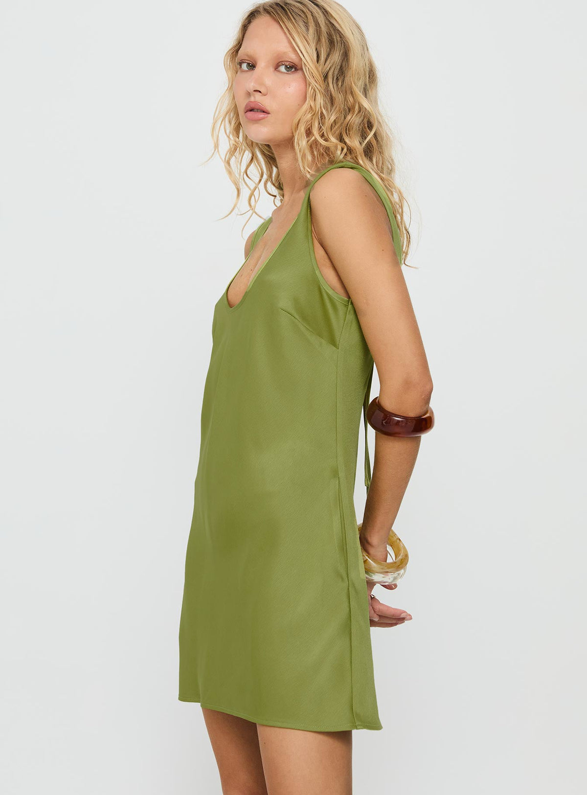 Women's Kalyssia Tie Back Shift Mini Dress Green — Dress