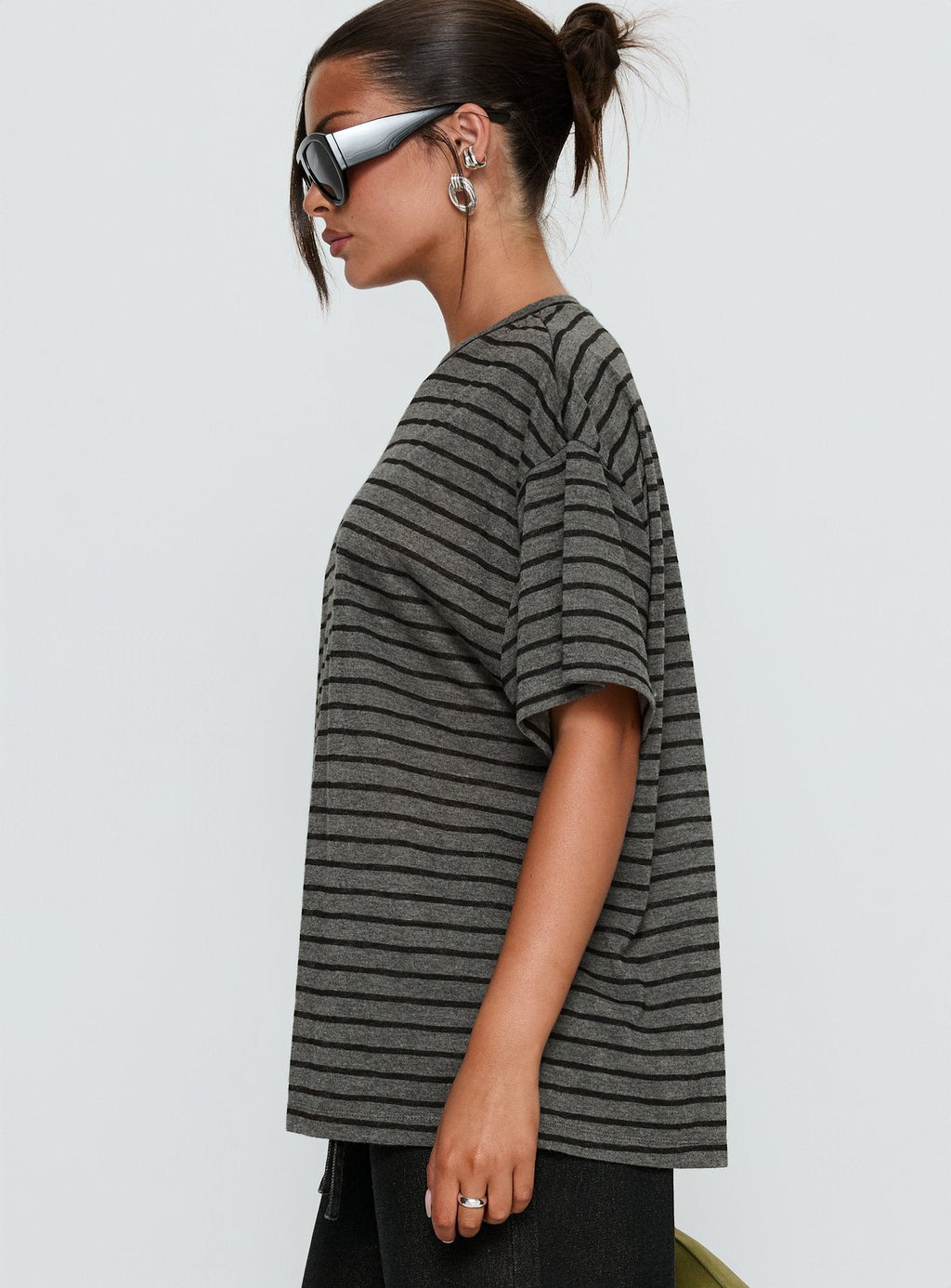 Women's Zaydee Oversized Tee Grey / Black Stripe