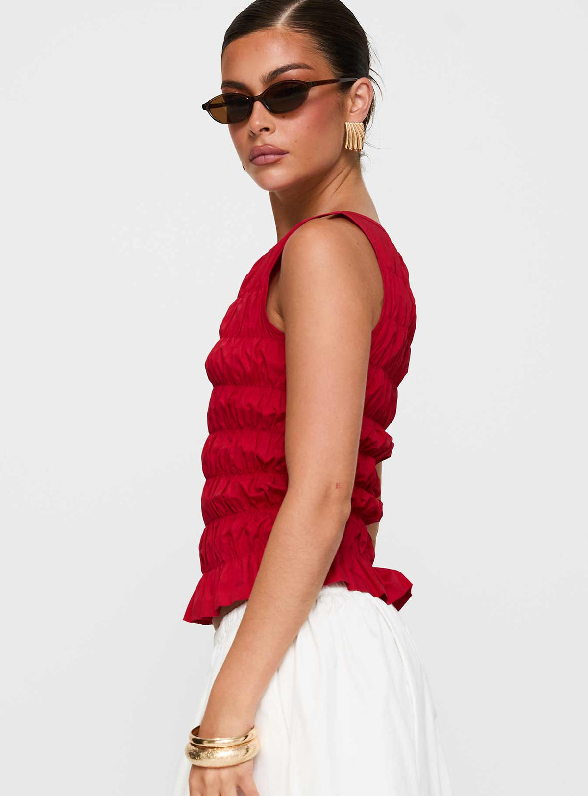 Women's Marleene Shirred Top Red