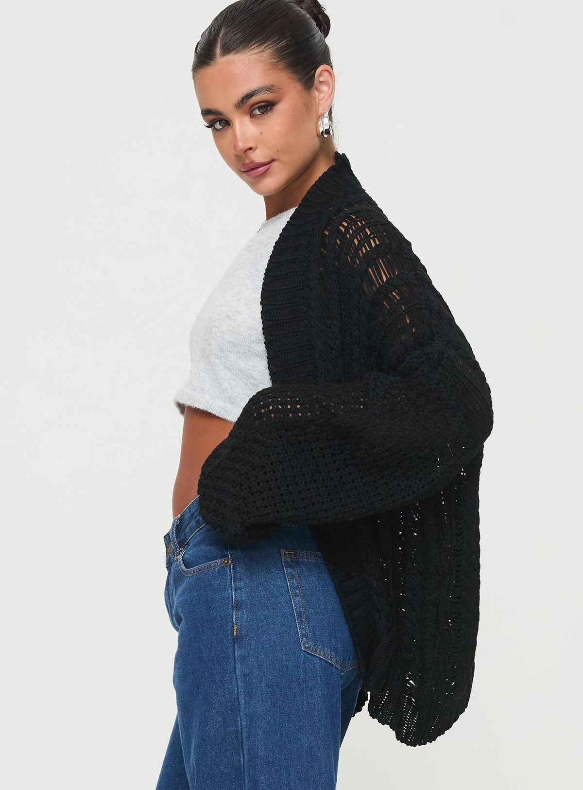 Women's Abner Cable Cardigan Black — Sweater