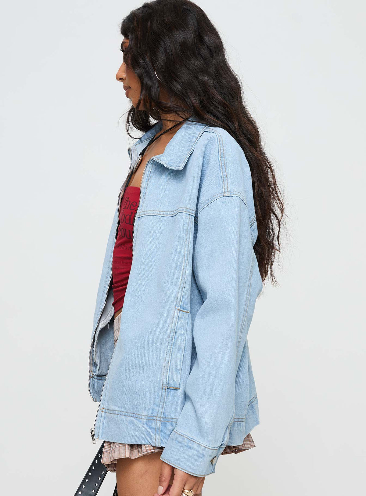 Women's Goldsmith Denim Bomber Jacket Light Wash