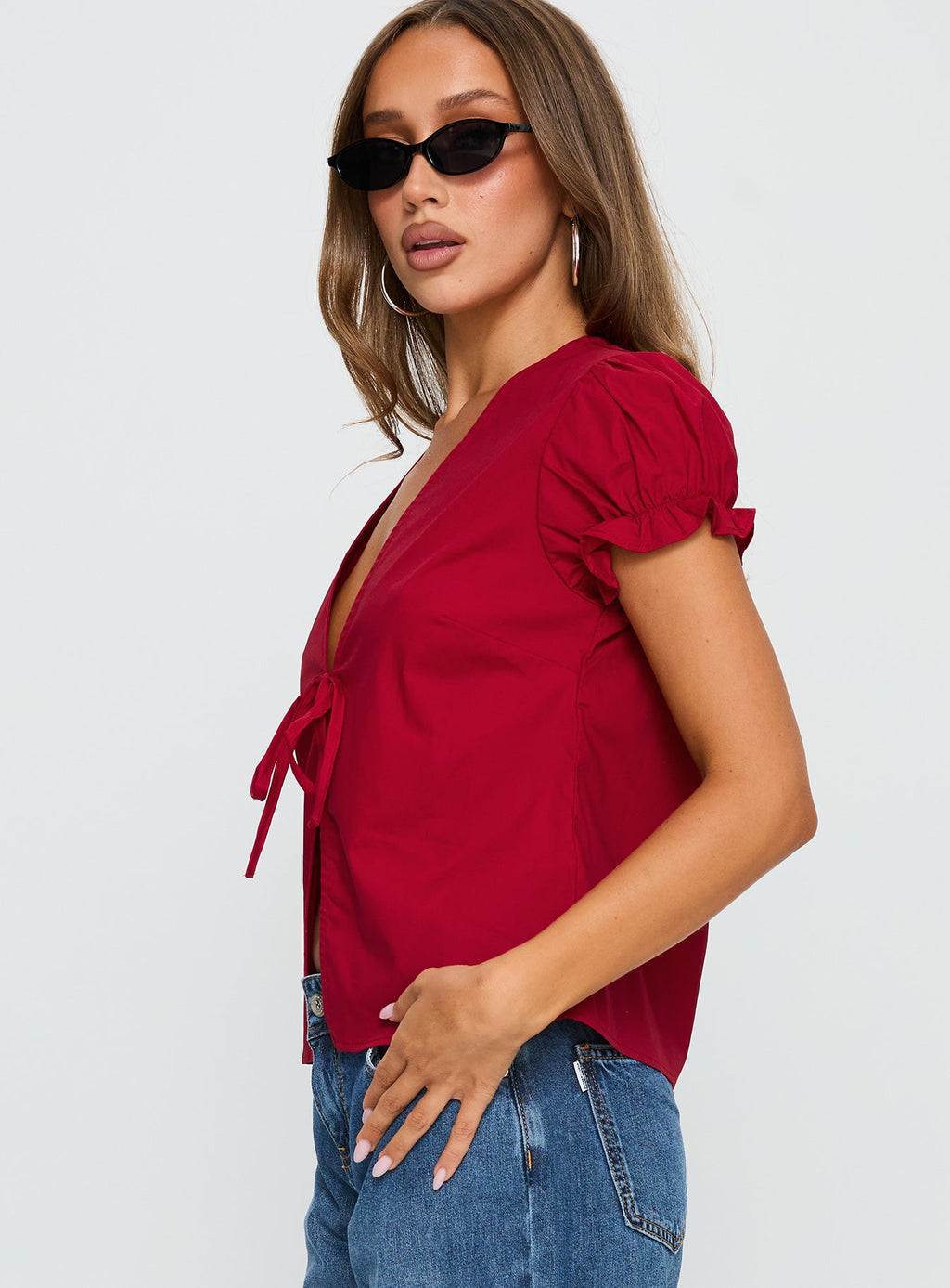 Women's Starstruck Tie Up Top Red
