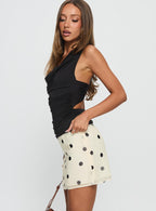 Women's Adelaida Ruffle Mini Skirt Cream Polka Dot