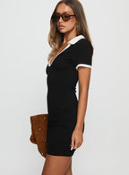 Women's Suvi V Neck Jersey Mini Dress Black — Dress