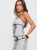 Women's Taylar Tie Bust Top Green Stripe