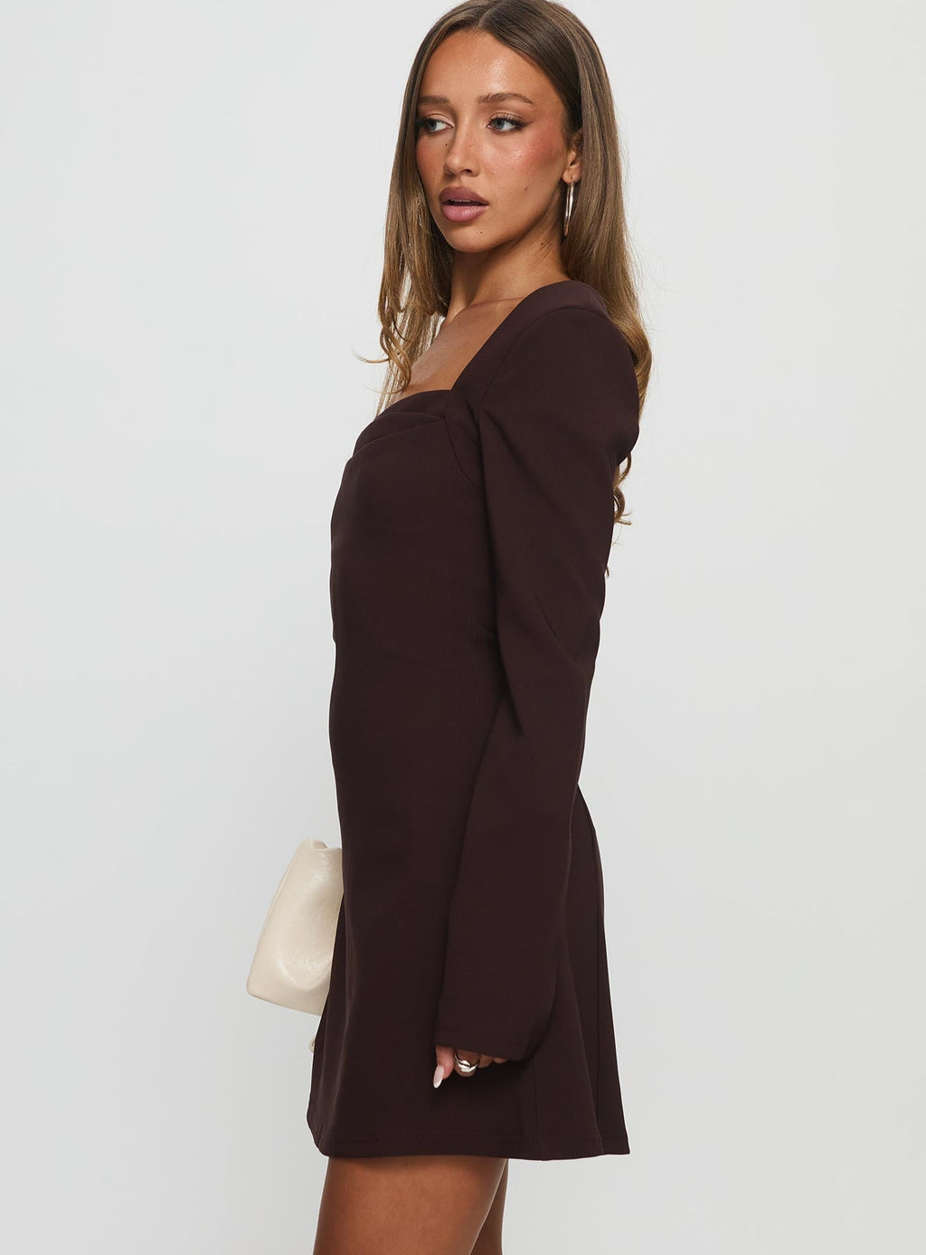 Women's Avonlea Long Sleeve Mini Dress Brown — Dress
