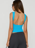 Women's Baseline Rib Boat Neck Low Back Top Topaz