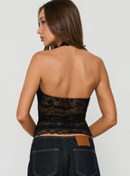 Women's Fantasize Lace Halter Top Black