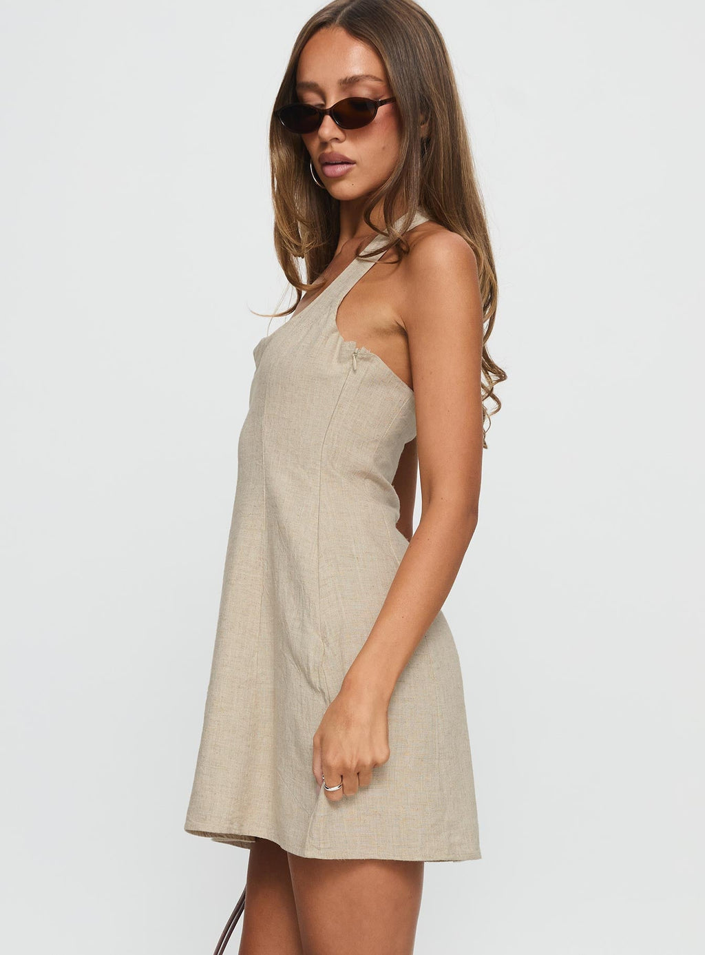Women's Florelli Halter Mini Dress Oat — Dress