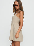 Women's Florelli Halter Mini Dress Oat — Dress