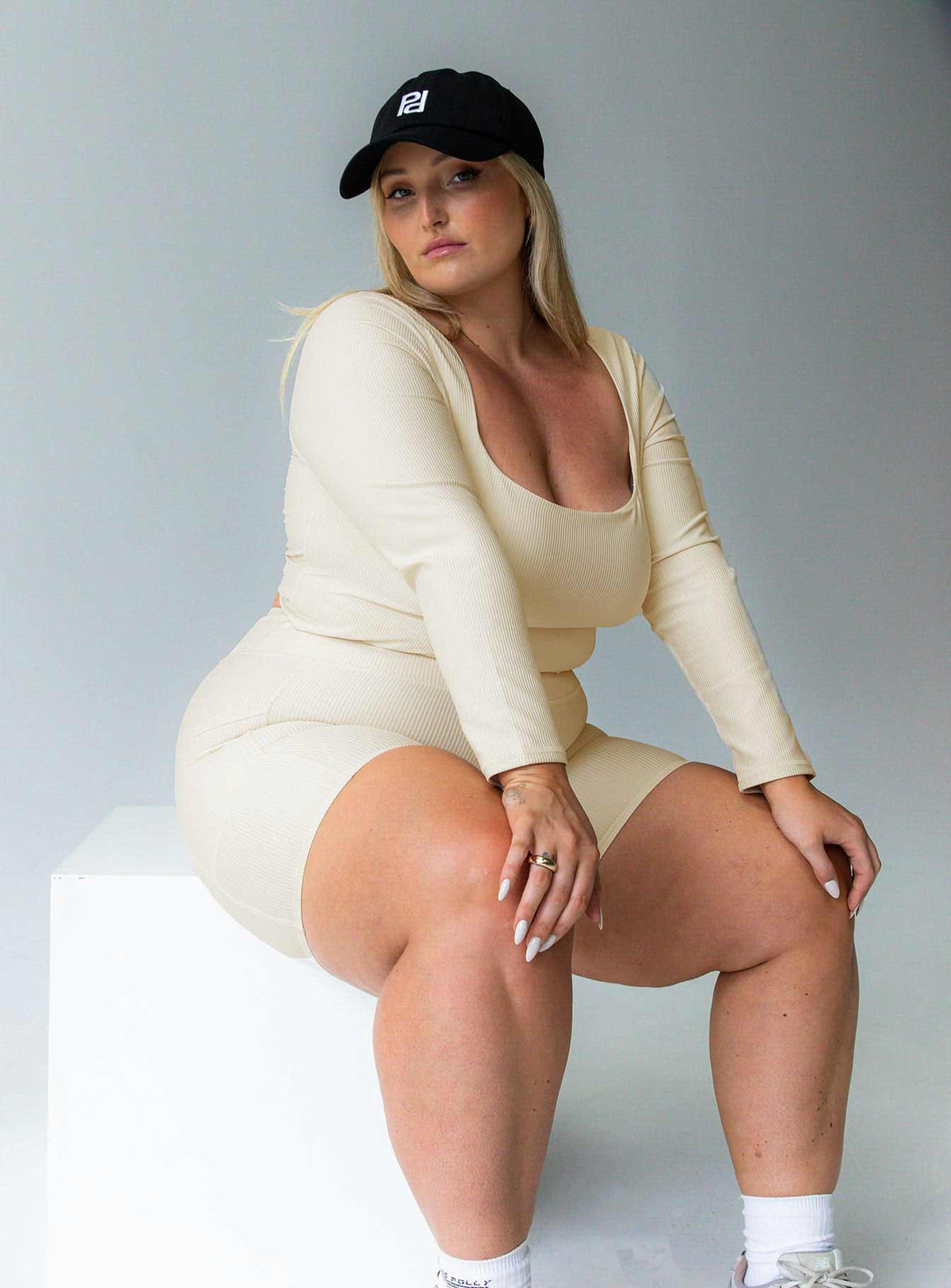 Women's Power Activewear Rib Shorts Latte Curve