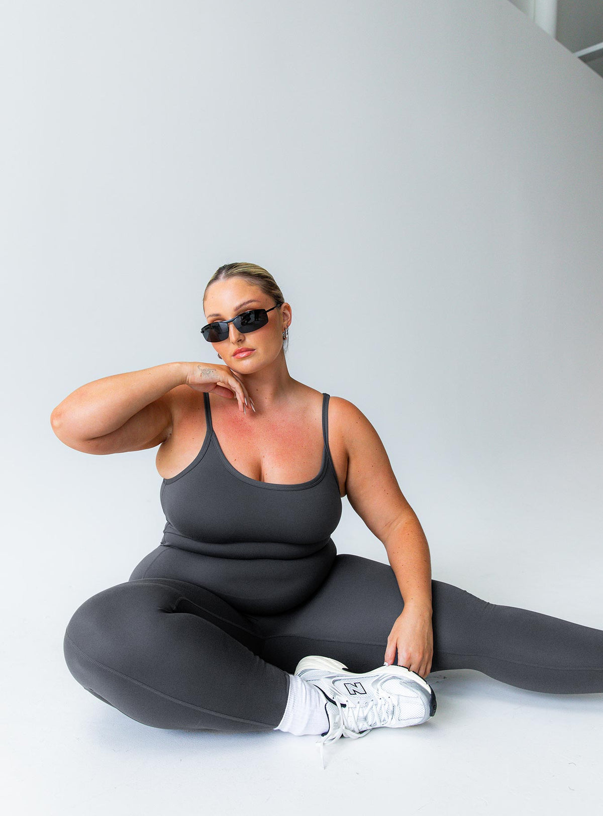 Women's Go Getter Activewear Jumpsuit Grey Curve