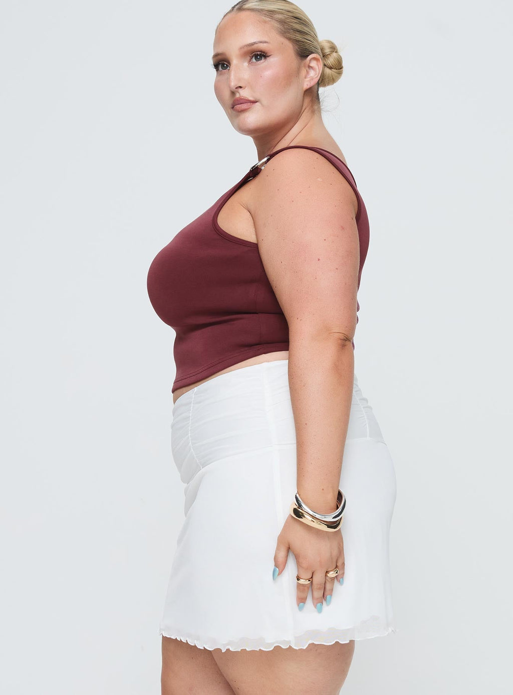 Women's Meredith Ruched Mini Skirt White Curve