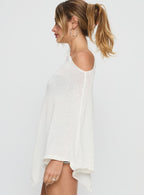 Women's Rouse Off Shoulder Knit Poncho White — Sweater