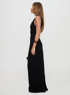 Women's Ace Of Hearts Backless Maxi Dress Black — Dress