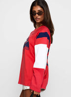 Women's MLS 96 Retro Oversized Long Sleeve Top Red