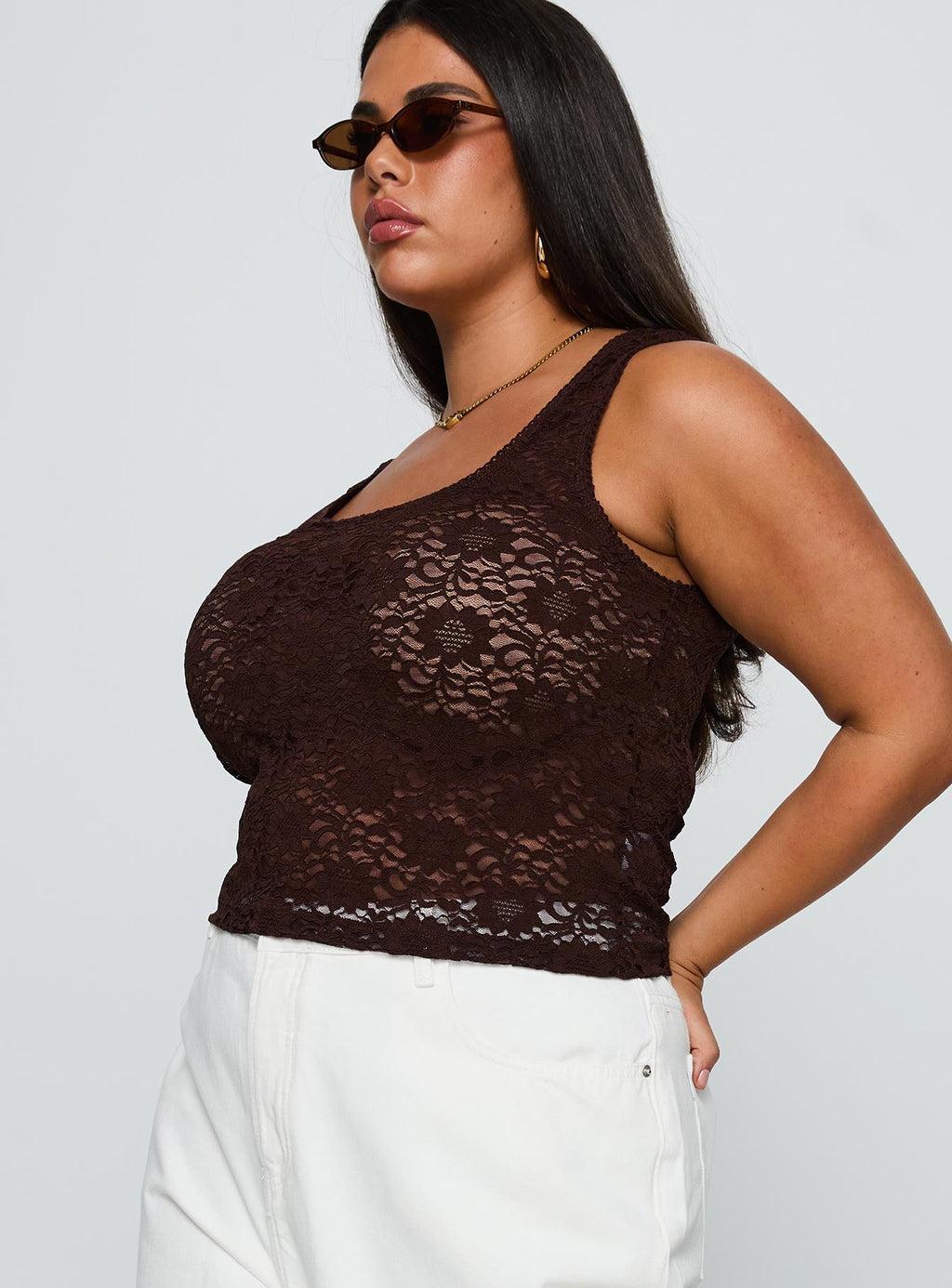 Women's Bennington Lace Top Brown Curve