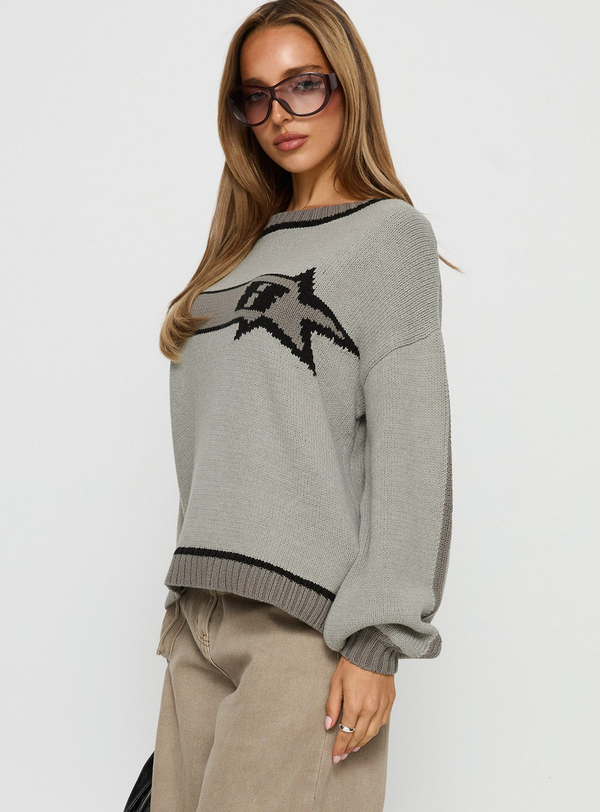 Women's Star Track Graphic Jumper Grey — Sweater