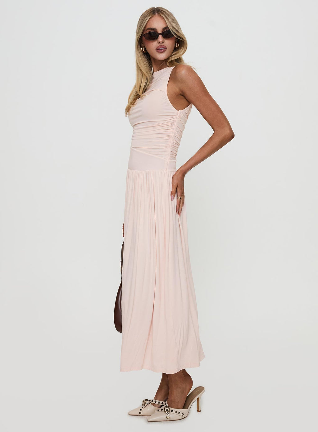 Women's Reveur Ruched Maxi Dress Pink — Dress