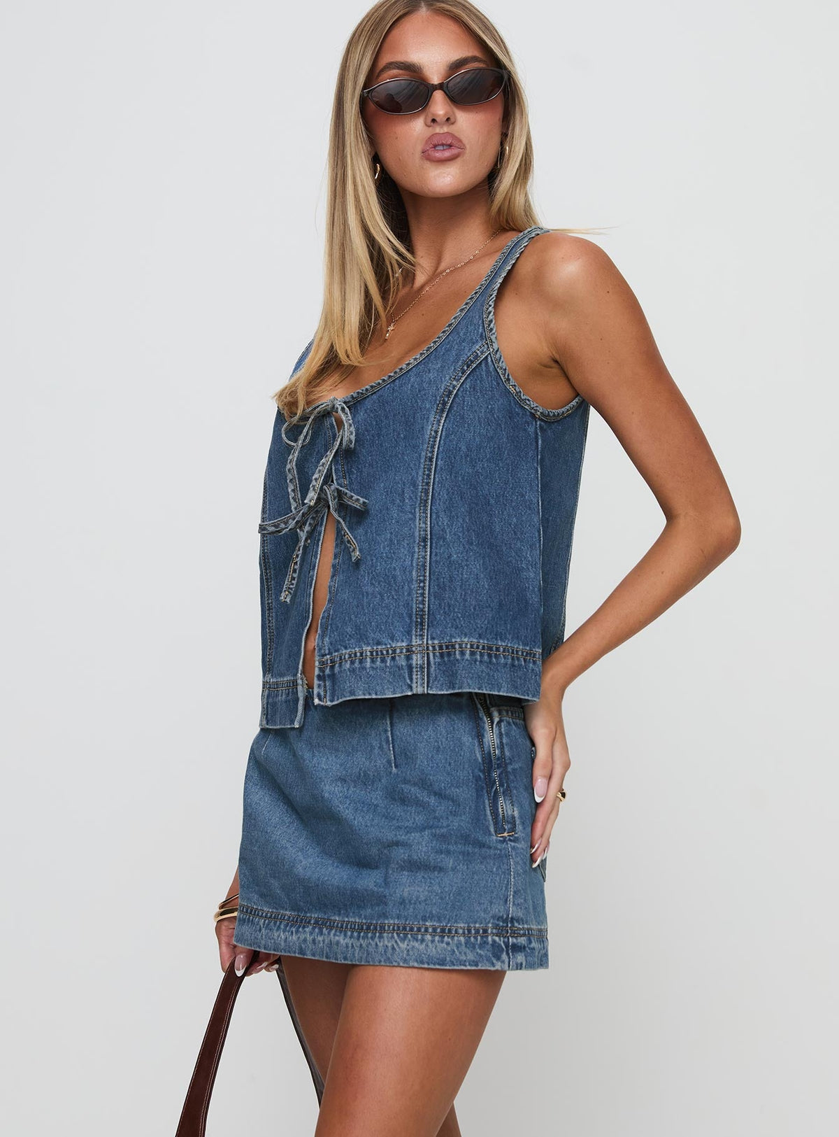 Women's Stefenie Denim Skort Mid Wash Tall — Skirt