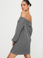 Women's Deya Off The Shoulder Mini Dress Grey — Dress