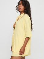 Women's Peni Linen Button Down Top Yellow