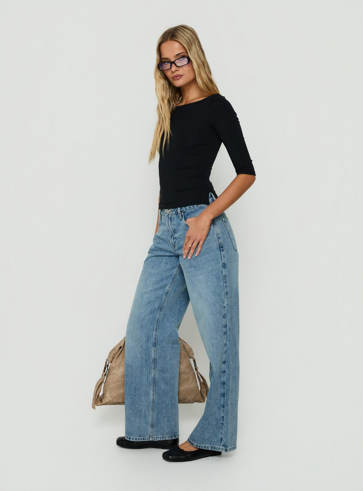 Women's Serenitia Mid Rise Relaxed Jeans Bright Blue