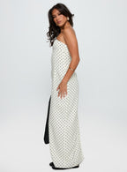 Women's Dovie Linen Blend Strapless Midi Dress Cream Polka — Dress