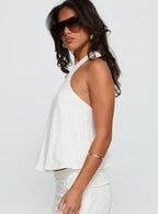 Women's Aquaria Halter Linen Blend Top White