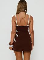 Women's Kaylana Knit Graphic Mini Dress Brown / Blue — Dress