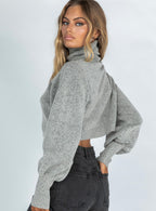 Women's Zahara Cropped Turtleneck Sweater Grey