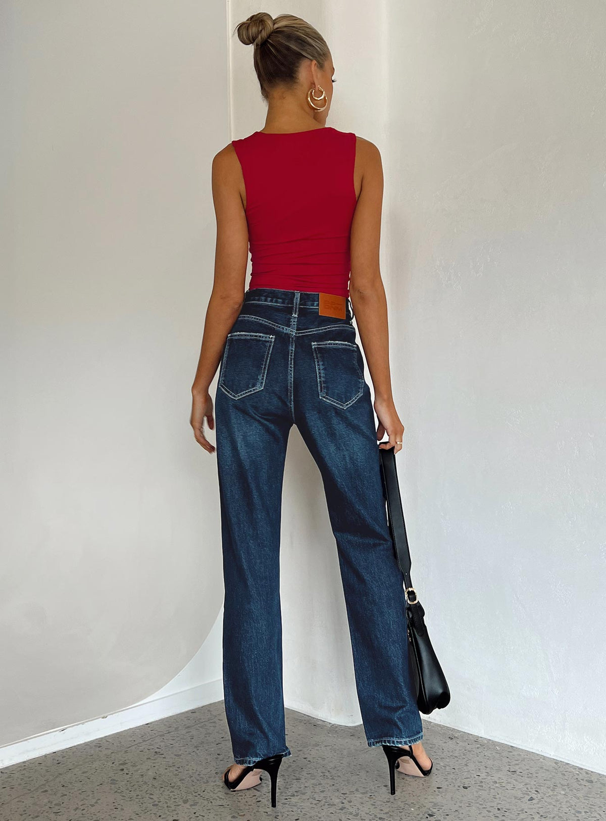 Women's Holly Asymmetric Straight Leg Jean Dark Wash Denim