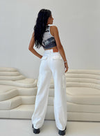 Women's Millard High Rise Baggy Cargo Jeans White