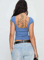 Women's Nyren Low Back Boatneck Top Blue Stripe