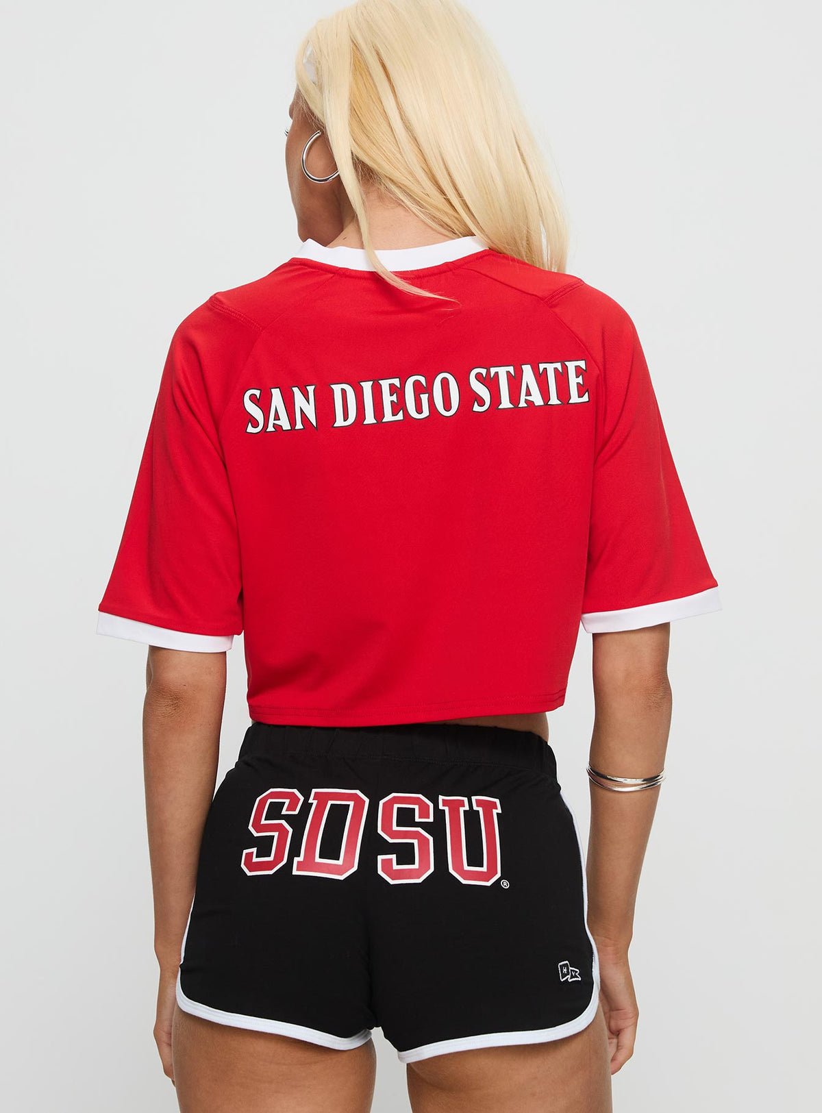 Women's SDSU Cropped Soccer Jersey Tee Red