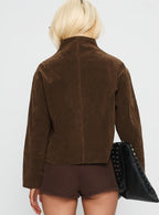 Women's Jessalynn Faux Suede Zip Through Jacket Brown