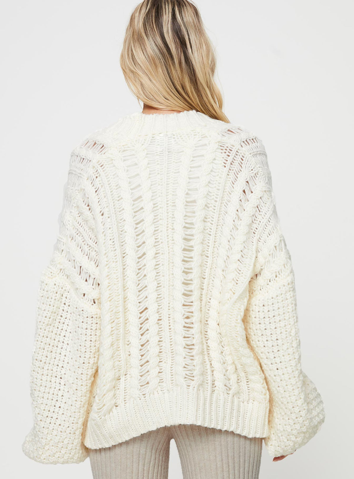 Women's Abner Cable Cardigan Cream — Sweater