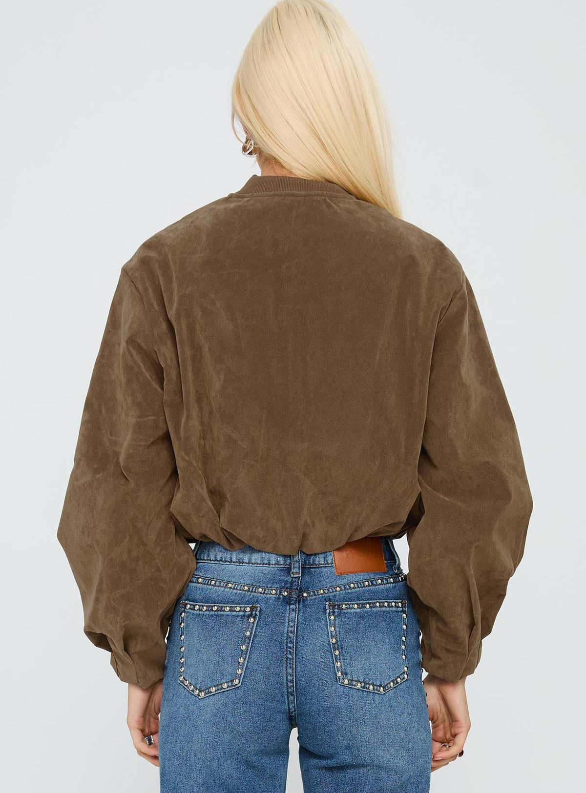 Women's Mastery Faux Suede Bomber Jacket Brown