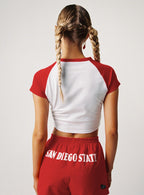 Women's SDSU Homerun Tee White / Red