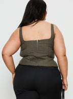 Women's Nylen Tailored Suiting Top Brown Pinstripe Curve